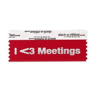 I <3 Meetings Stk-A-Rbn Red Ribbon Silver Imprint