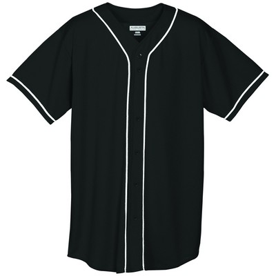Wicking Mesh Button Front Jersey with Braid Trim