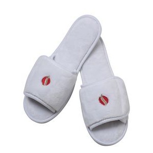 Microfleece Slippers, Open Toe w/Velcro Closure (Embroidered)