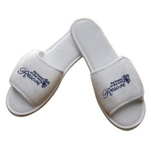 Terry Slippers, Open Toe w/Velcro Closure (Embroidered)