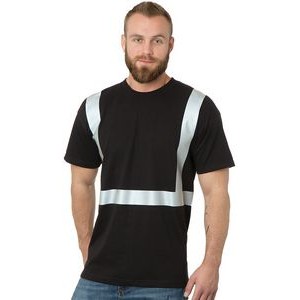 Bayside® Hi-Visibility 100% Cotton Crew Solid Striping Tee Shirt