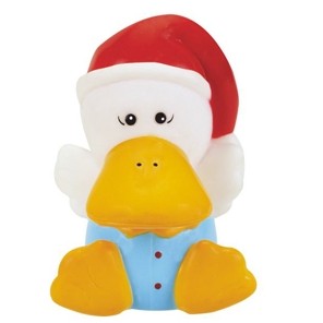 Rubber Squeaking Grubby Duck W/ Santa Hat