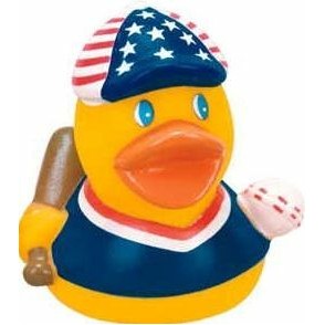 Mini Rubber Patriotic Baseball Duck