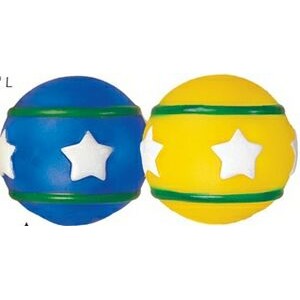 Rubber Round Ball Dog Toy (Yellow/ Green & Blue/ Green)