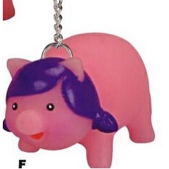 Rubber Piggy Key Chain w/Wig