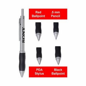 4-in-1 Pen PDA Stylus w/ Silicone Rubber Grip