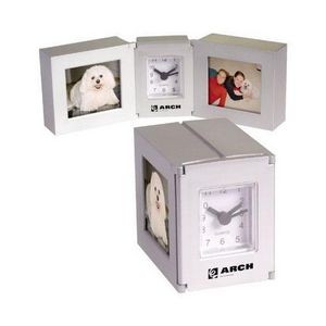 Folding Cube Clock w/ Dual Photo Frames