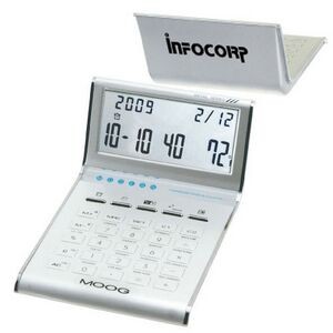 Aluminum Slim Line Calculator/Clock w/ Date and Temperature