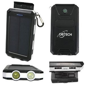10,000 mAh Solar USB Power Bank with Dual LED Flashlight