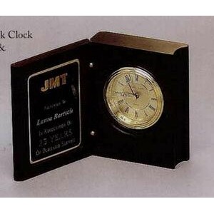 Hinged Mahogany Finish Book Clock Award (9"x6 3/4"x2 1/4")