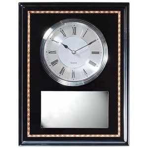 Black finish wall clock with an inlaid border (10" x 13")