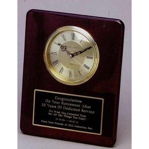 High Gloss Rosewood Finish Clock Plaque w/ Gold Dial (10 1/2"x13")