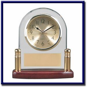 Arch Glass Clock on Rosewood Base (5 3/4