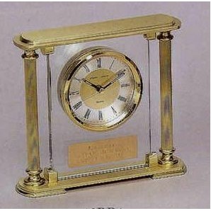 Heavy Glass/ Brass Mantle Clock (6 5/8"x7 1/4"x1 3/4")