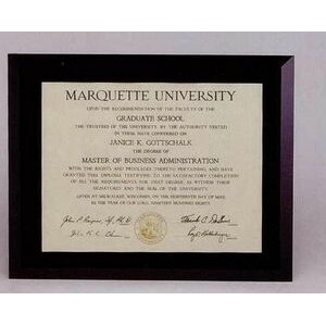 Black Glass Certificate/Photo Frame Plaque (12"x15" for 8 1/2"x11" Photo)