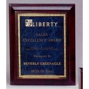 Deep-Beveled Hand Rubbed Cherry Finish Plaque w/ Green Marble Plate (11"x14")