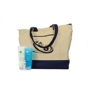 Aloe Up Canvas Tote with White Collection Sunscreen