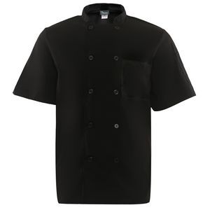 Fame Black Short Sleeve Chef Coat w/Mesh Back