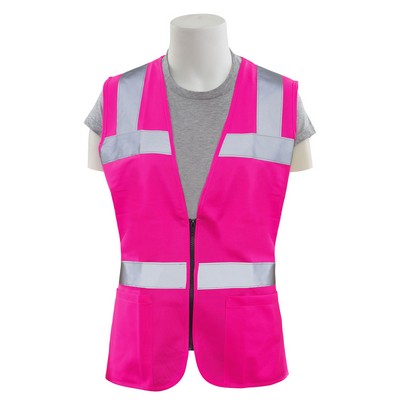 Girl Power® Ladies Non ANSI Hi-Viz Pink Fitted Tricot Zip Vest