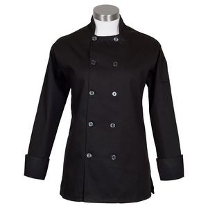 Fame® Women's Long Sleeve w/Side Vents Chef Coat - Black