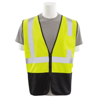Aware Wear® Zippered Class 2 Economy Mesh Vest w/Black Bottom