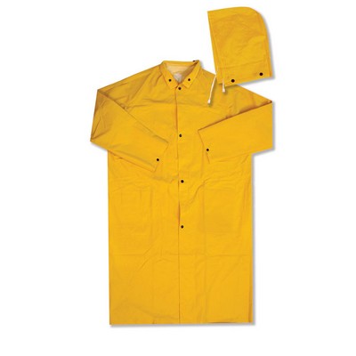 Yellow PVC Polyester 48" Raincoat w/Detachable Hood