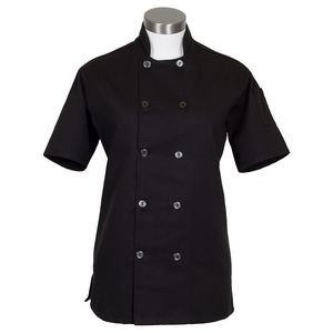 Fame Women's Black Short Sleeve w/Side Vents Chef Coat