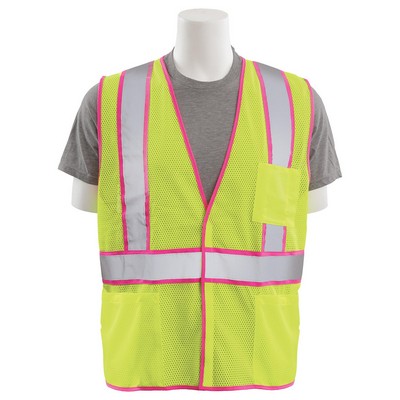 Aware Wear® ANSI Class 2 Hi-Viz Lime w/Pink Trim Safety Vest