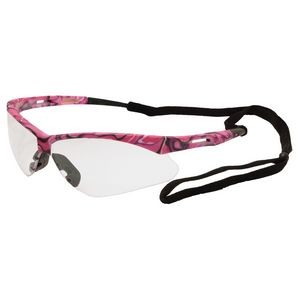 Ladies Pink Camo Safety Glasses w/Lanyard