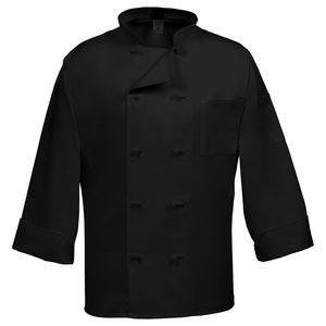 Fame Traditional Black Long Sleeve Chef Coat w/French Knot Buttons