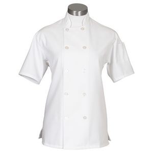 Fame Women's White Short Sleeve w/Side Vents Chef Coat