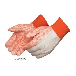 10 Oz. Canvas Work Gloves w/ Orange PVC Dots