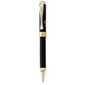 Solid Brass Ballpoint Pen w/ Lacquer Finish & Gold Plated Accent