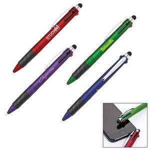 3 Color Ink Plastic Ballpoint Pen W/Capacitive Stylus