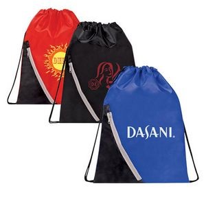 Promo Drawstring Backpack W/ Zippered Corner Pocket