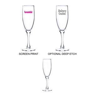 5.75 Oz. Champagne Flute Glass w/Tapered Stem (Screen Printed)