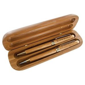 Durable Bamboo Ballpoint Pen and Pencil Set