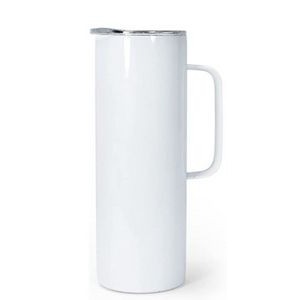 XPAC by MAXAM® 20oz Tall Skinny Tumbler DBL Wall W/ Handle White Stainless Steel Finish