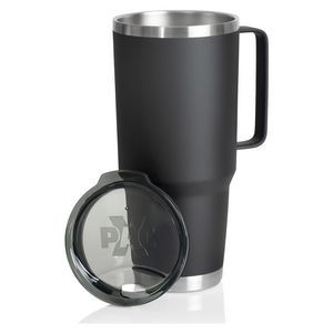 XPAC by MAXAM® 44oz Black Tumbler Vacuum Wall Insulated w/Lid & Handle Satin Stainless Steel Finish