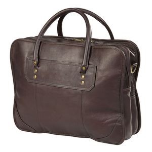Top Handle Gusset Leather Laptop Briefcase