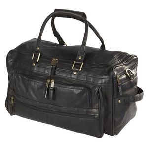Multi-Pocket Leather Duffel Bag
