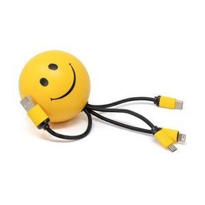 Stress Ball with Charging Cables Squeeziecords Smiley Face