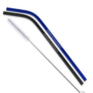 Bent Stainless Steel Straws: Set of 2 in Black, Blue, and/or Rainbow