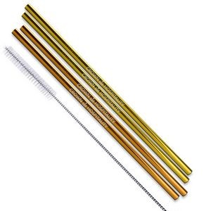 Straight Stainless Steel Straws: Set of 4 in Gold and/or Copper