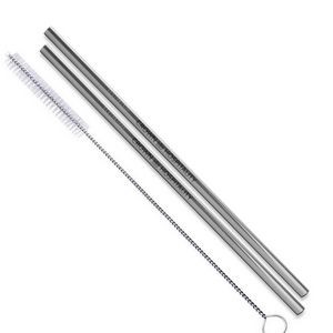 Straight Stainless Steel Straws: Set of 2 in Silver
