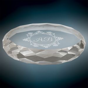 Oval Faceted Crystal Paperweight Award