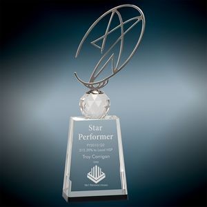 Large Clear & Black Crystal Award w/Silver Metal Star