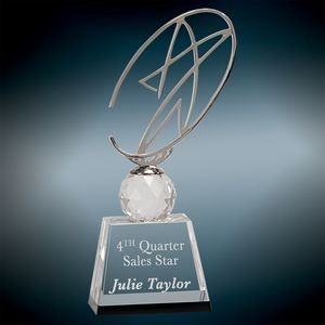 Small Clear & Black Crystal Award w/Silver Metal Star