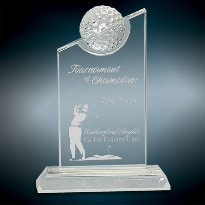 7 1/4" Crystal Peak w/Inset Golf Ball Award