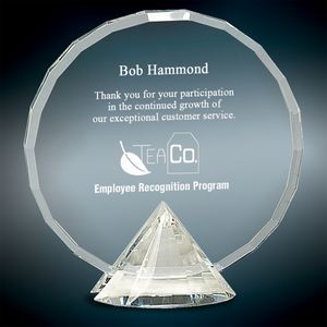 Large Round Faceted Crystal Award w/Diamond Base